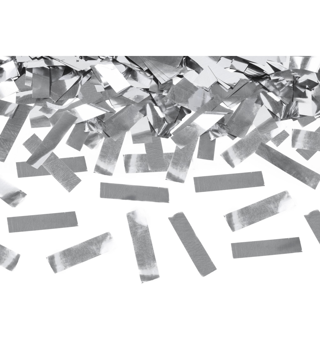Vystřelovací konfety - stříbrné pásky, 80 cm