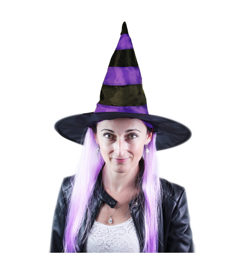 Klobouk čarodějnický - fialové vlasy