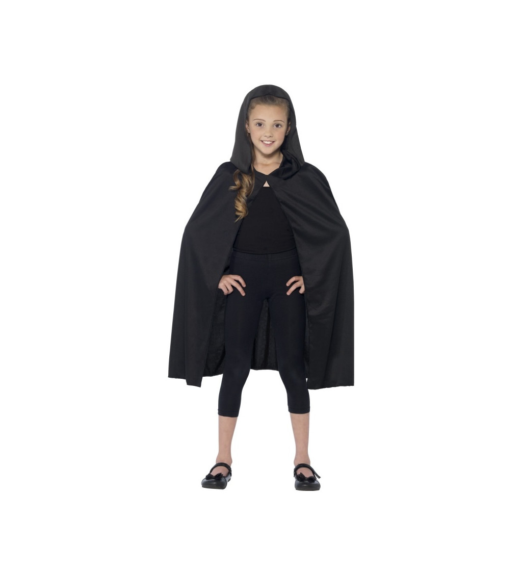 Plášť na Halloween s kapucí - dětský - černý
