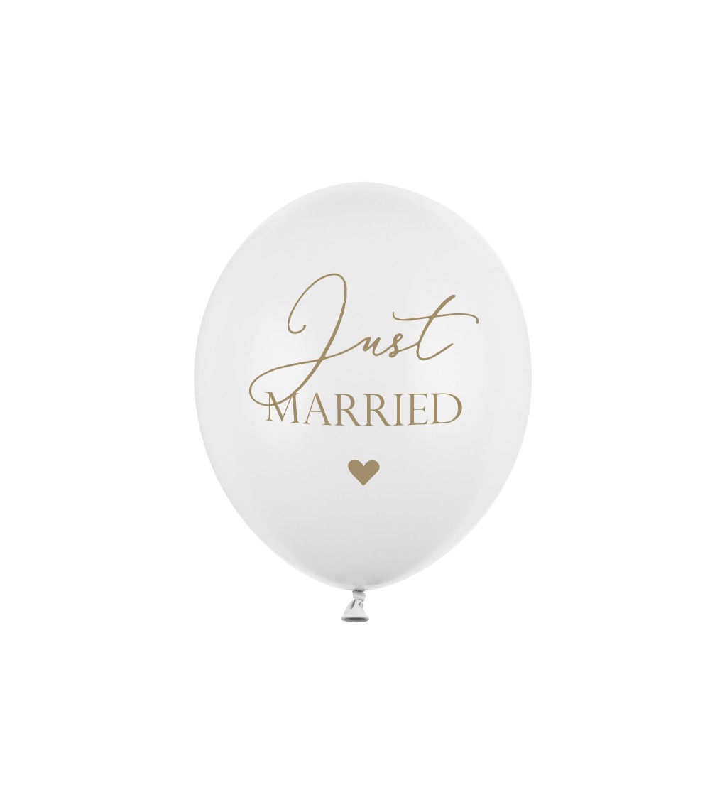 Bílý pastelový balónek - Just Married