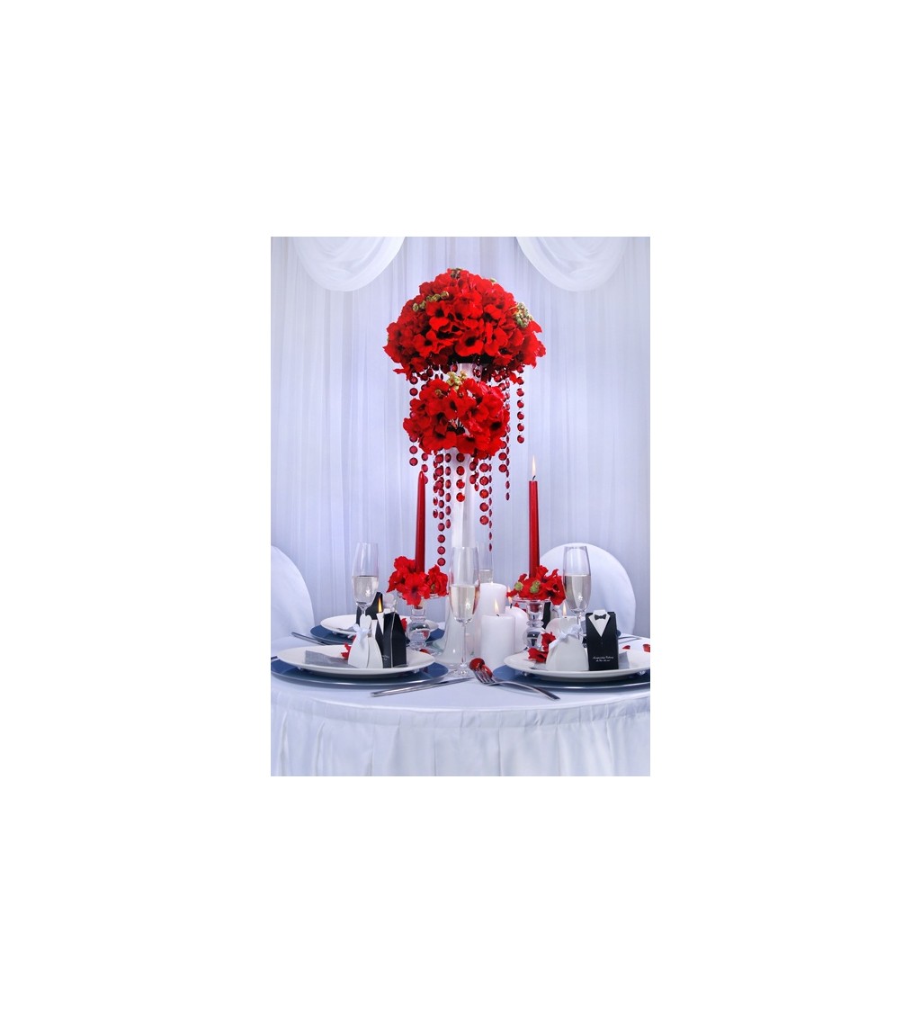 Tmavě červené dekorační krystaly - girlanda