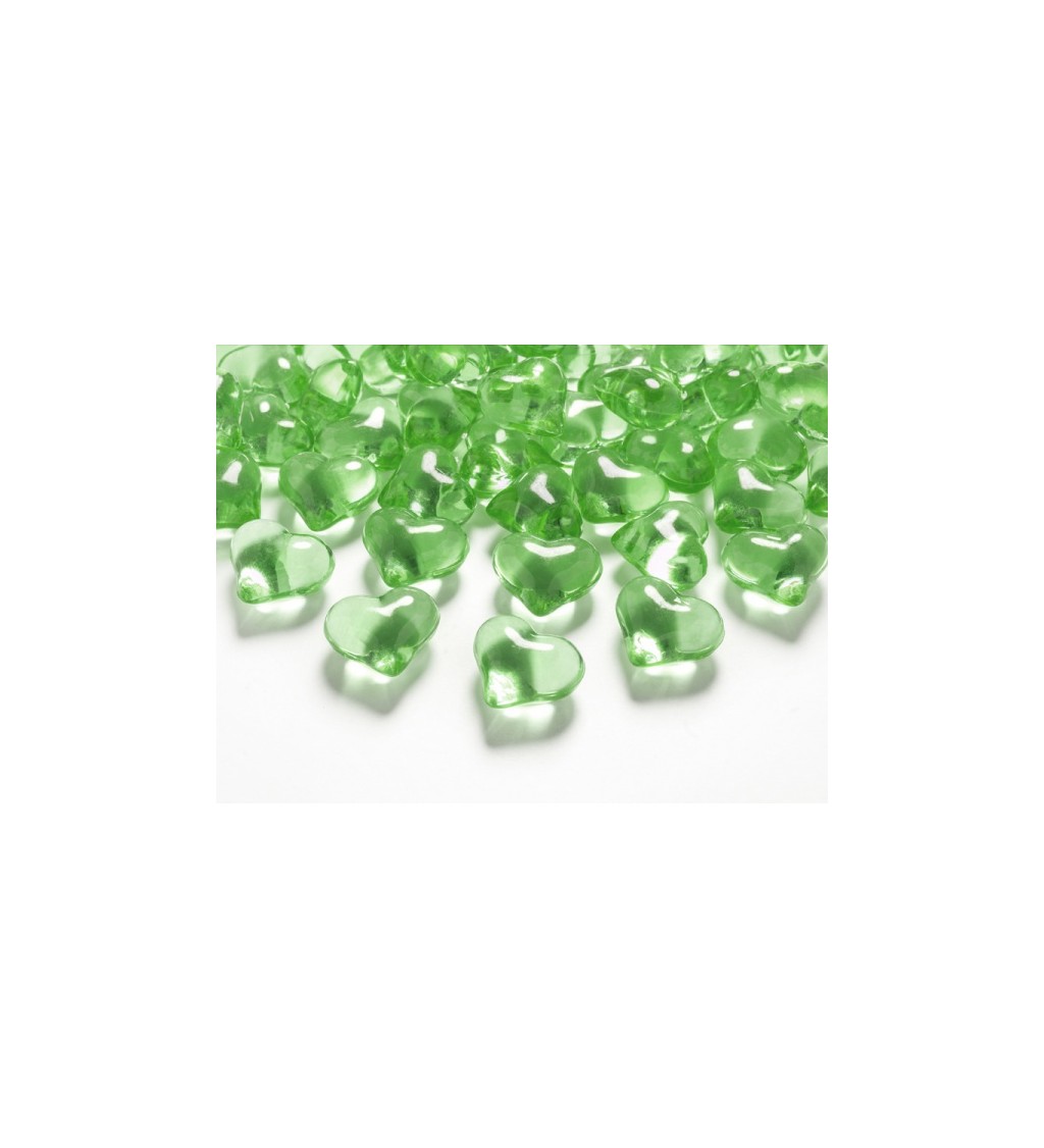 Světle zelené krystaly - srdíčka