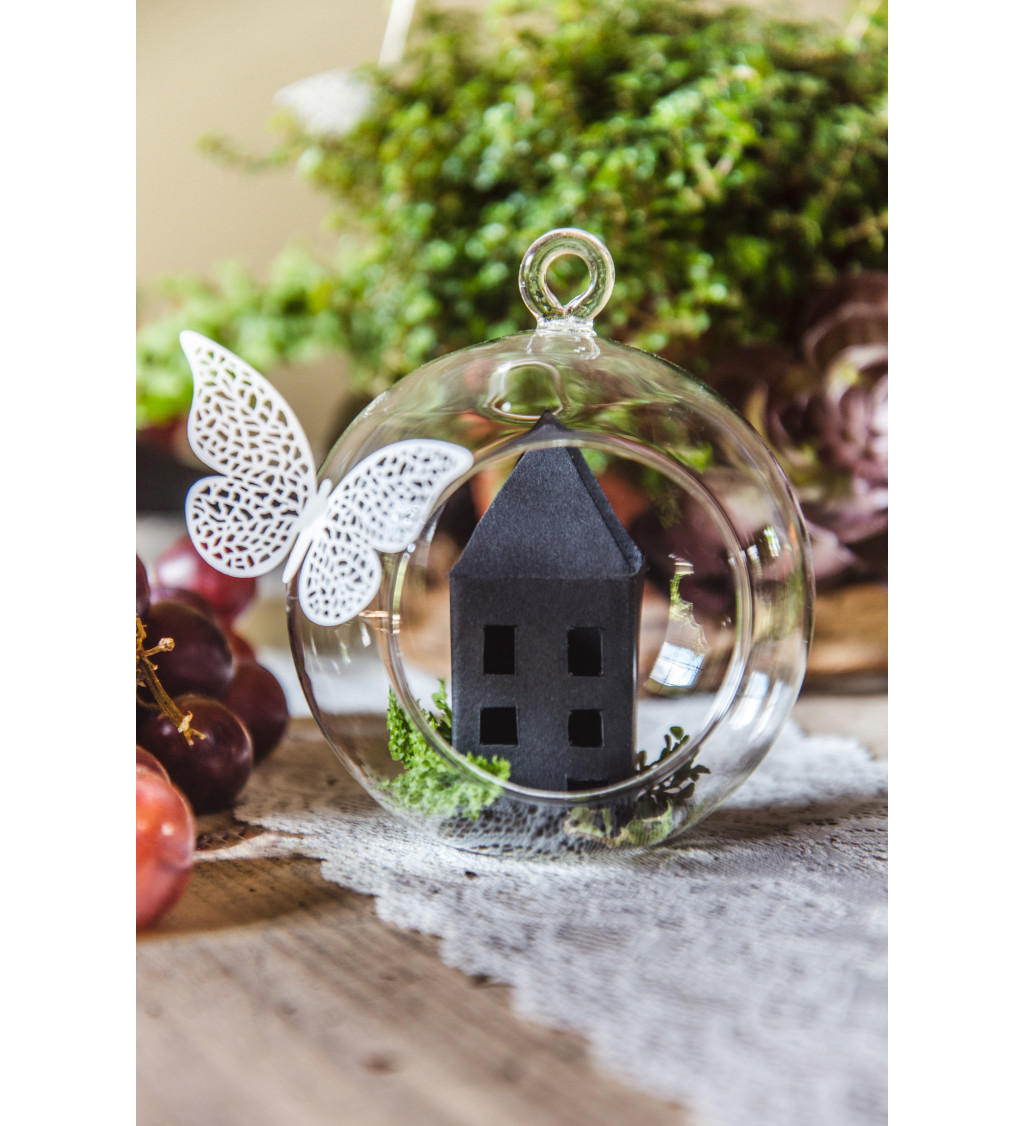 Skleněná koule - závěsný svícen