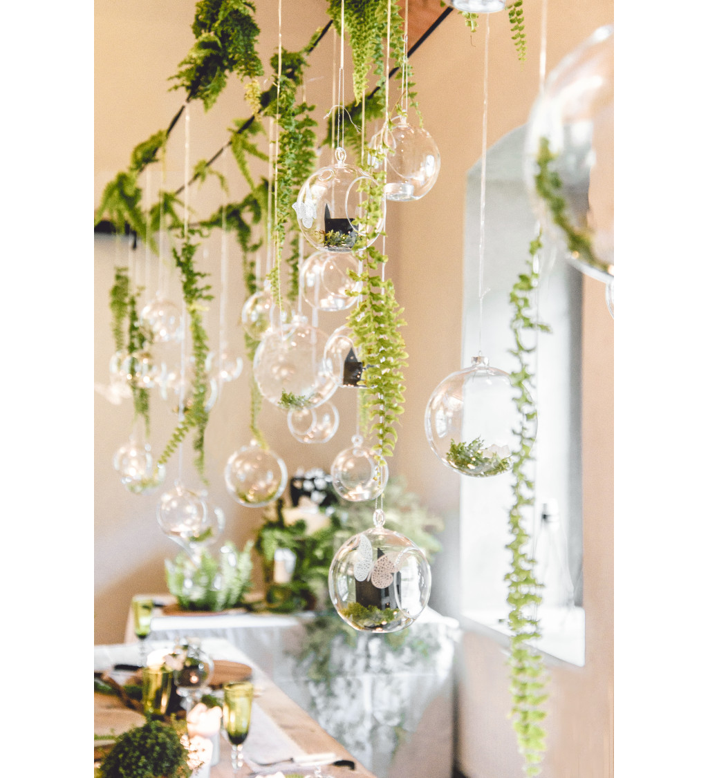 Skleněná koule - závěsný svícen