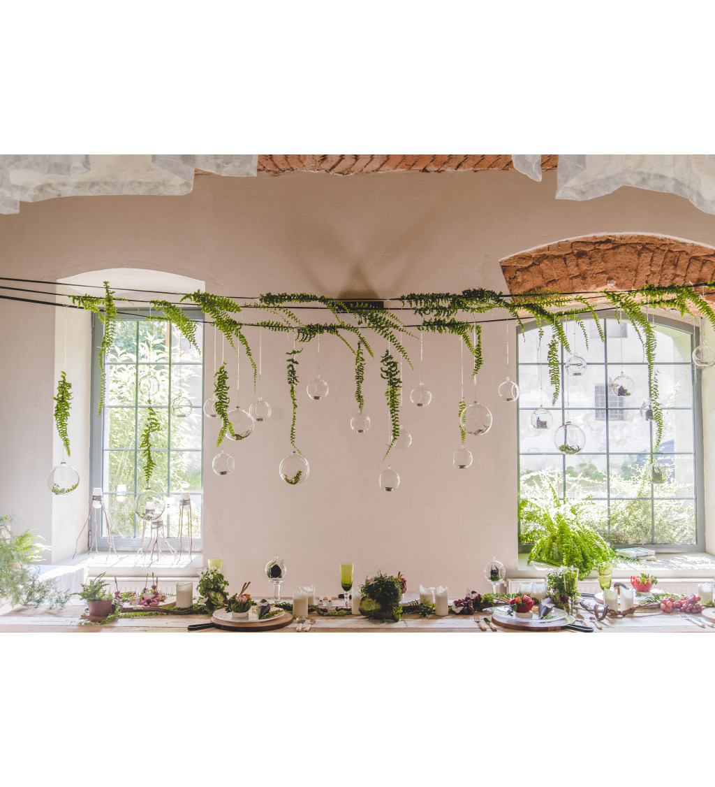 Skleněná koule - závěsný svícen