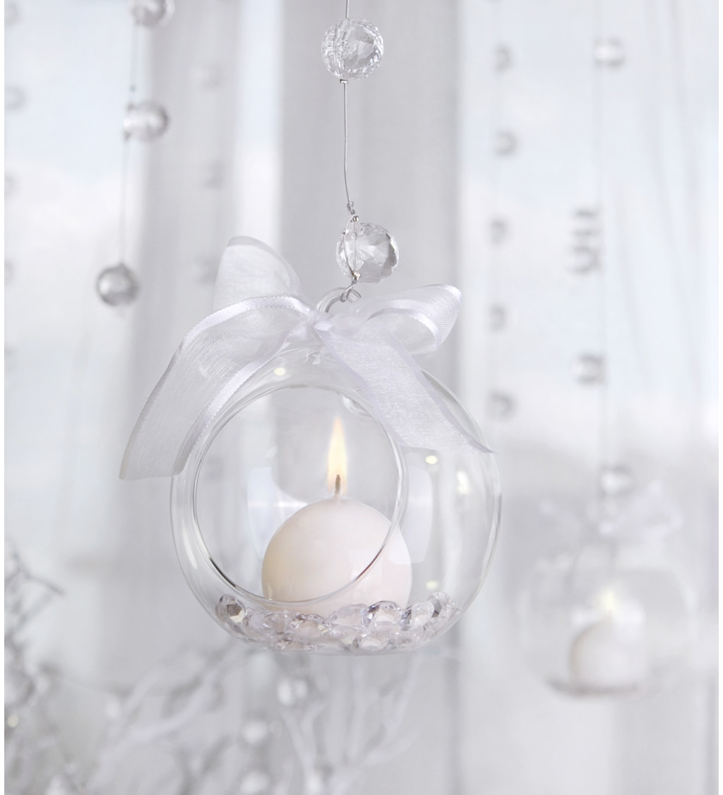 Skleněná koule - závěsný svícen