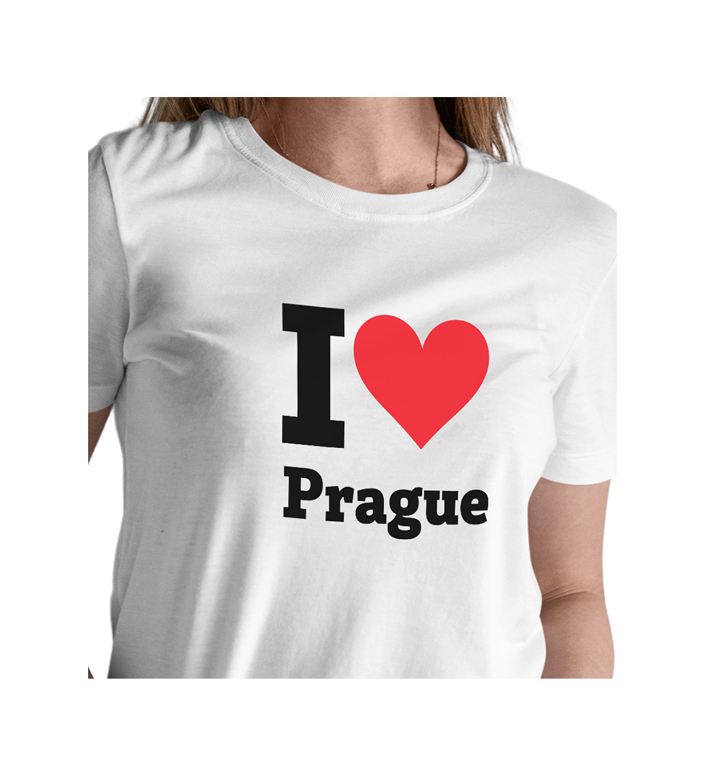 Dámské bílé triko - I love Prague