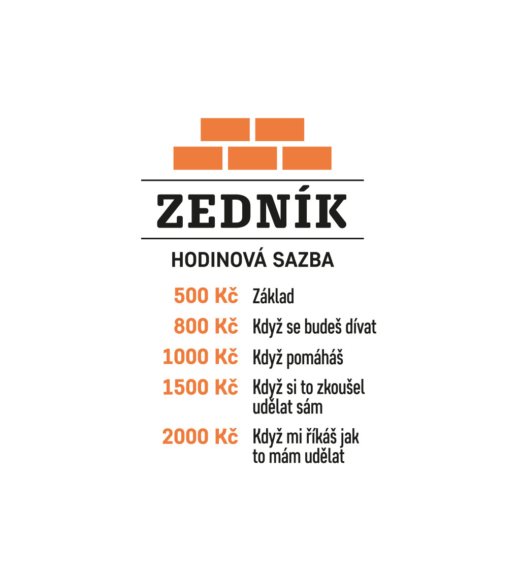 Pánské triko bílé - Zedník