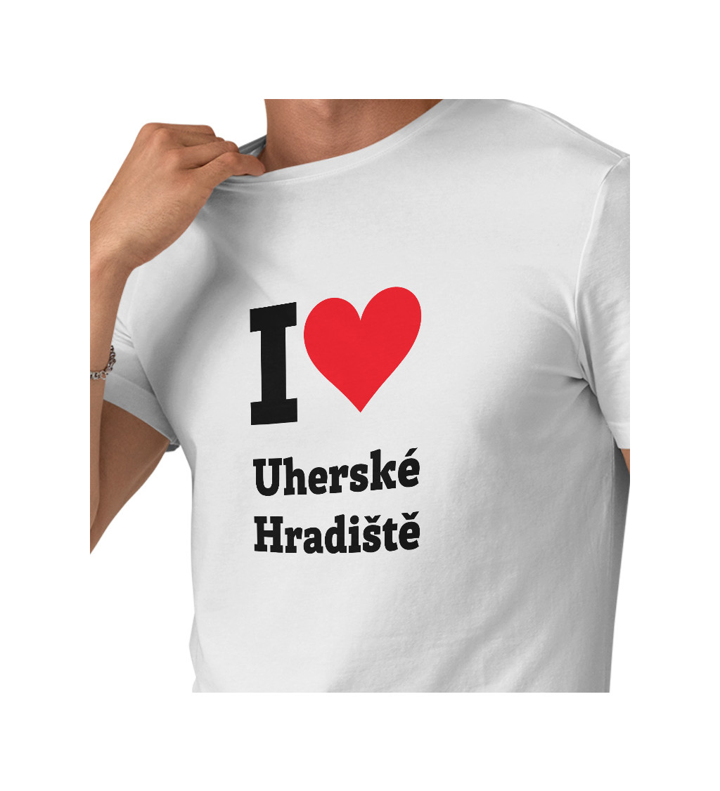 Pánské triko bílé I love Uherské Hradiště S