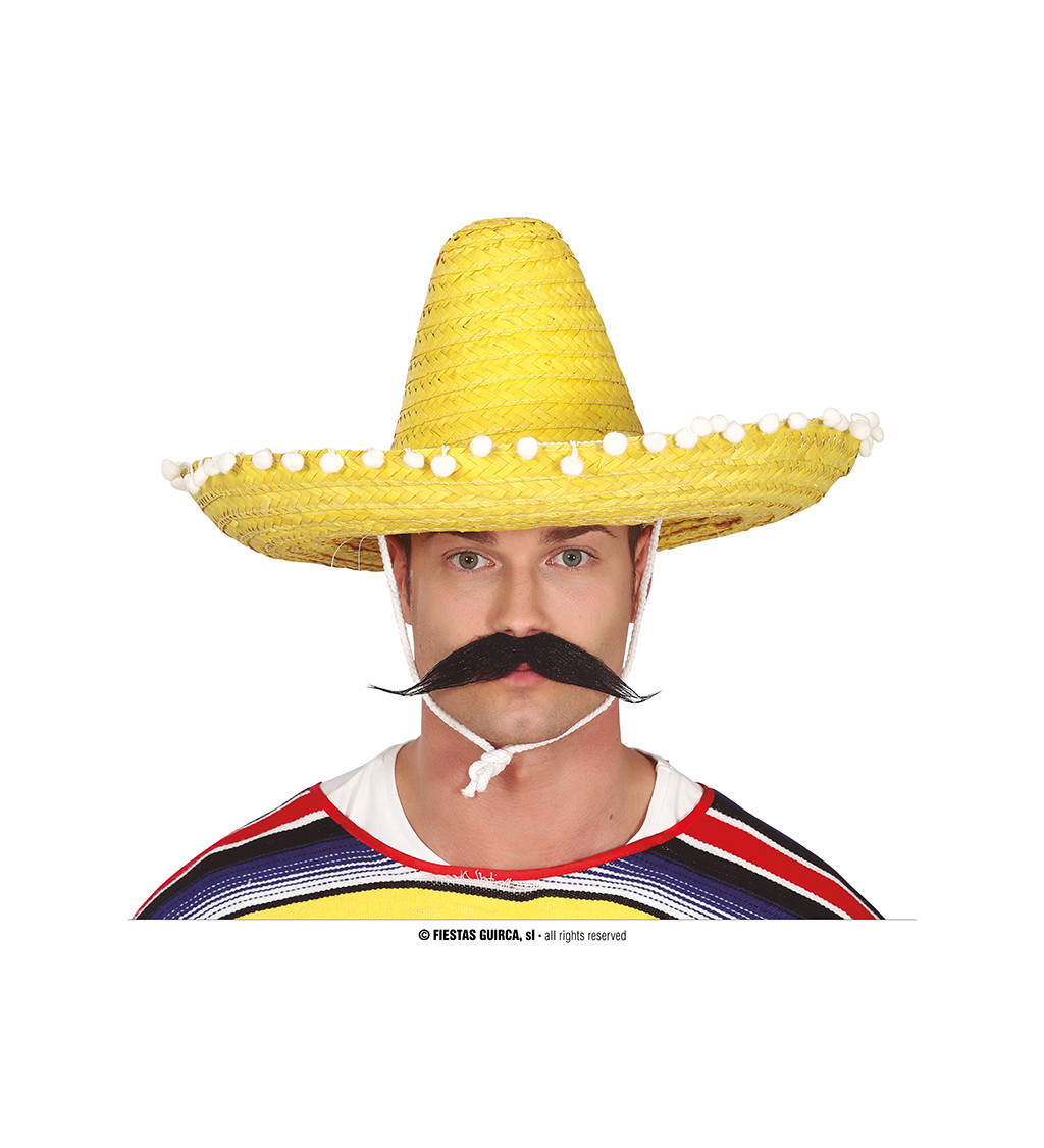 Mexický žlutý slaměný klobouk