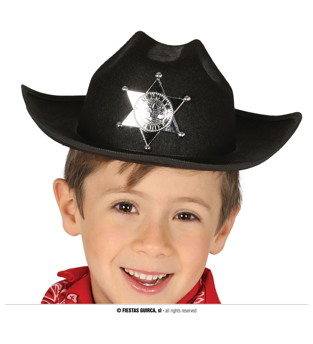 Dětský černý klobouk na Šerifa
