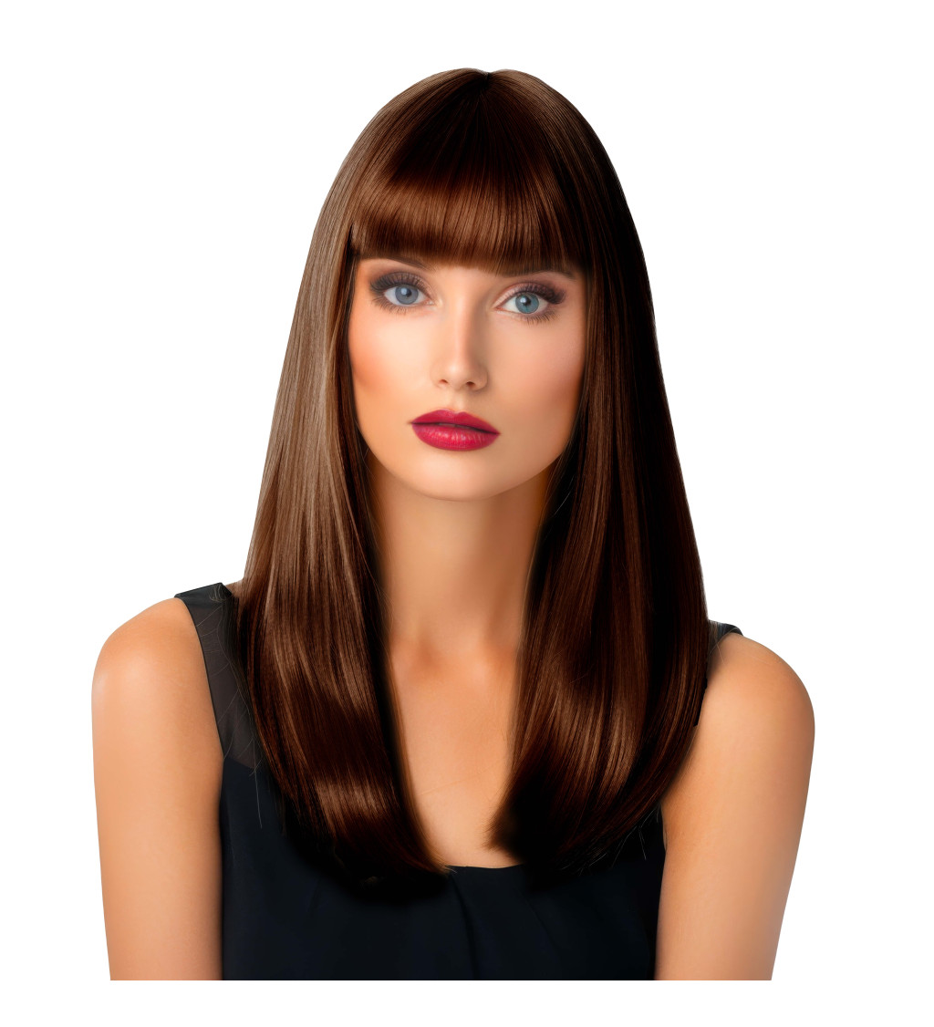 Paruka - rovná s ofinou, hnědá