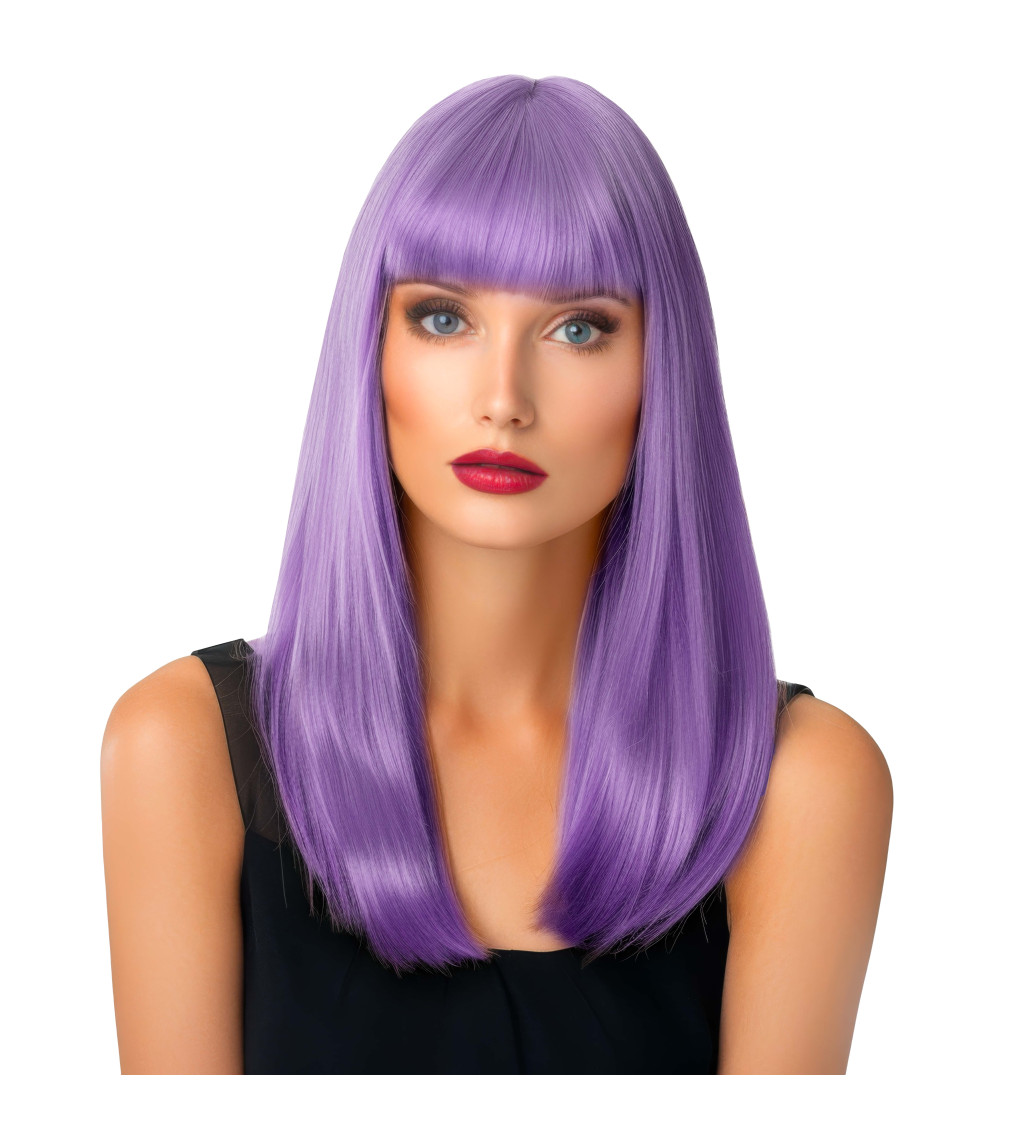 Paruka - rovná s ofinou, fialová
