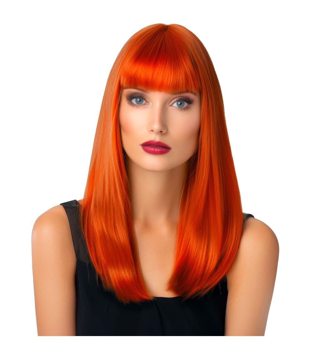 Paruka - rovná s ofinou, oranžová