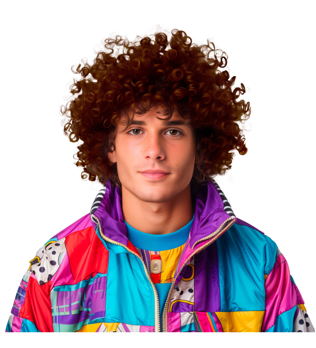 Paruka - afro, hnědá