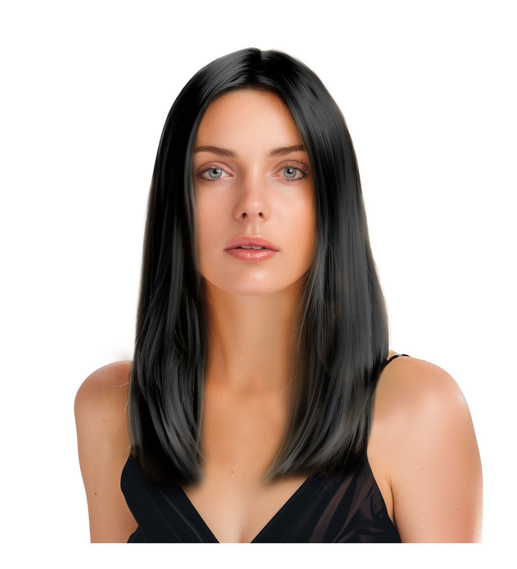 Paruka - rovná bez ofiny, černá