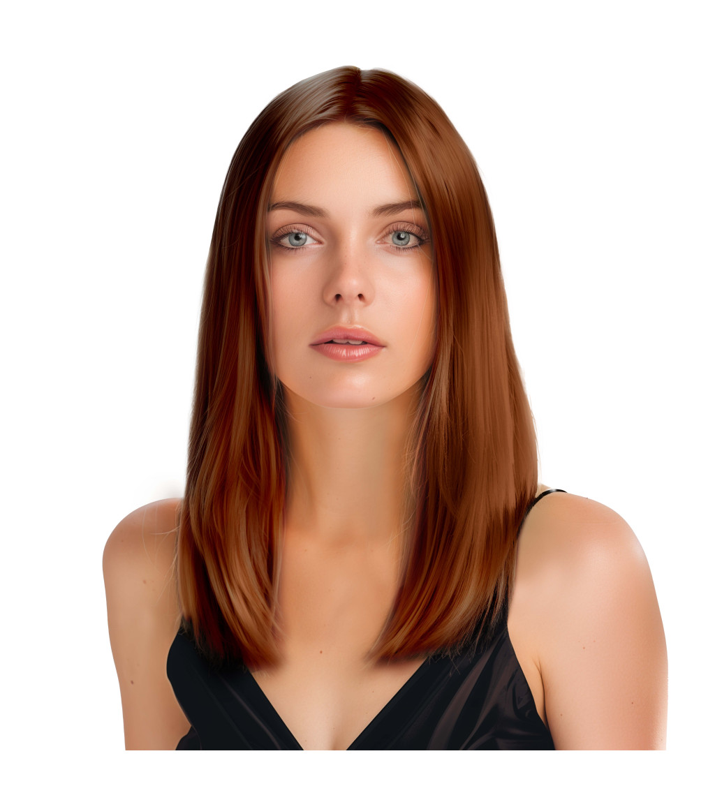 Paruka - rovná bez ofiny, hnědá