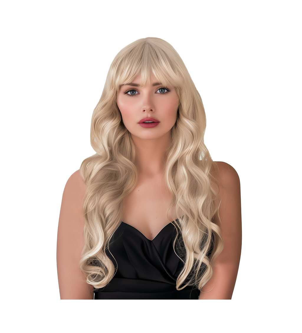 Paruka - dlouhá vlnitá s ofinou, blond