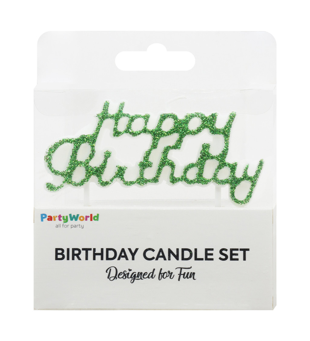 Narozeninová svíčka glitrovaná - zelená