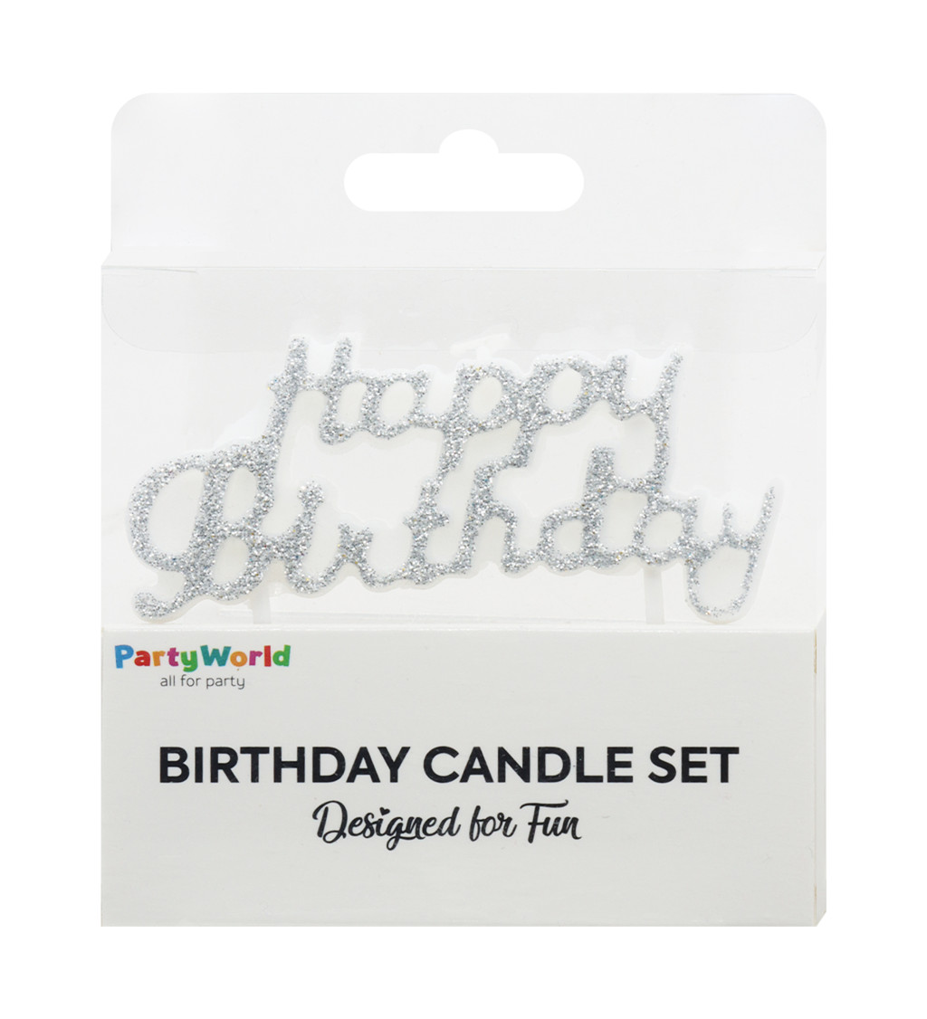 Narozeninová svíčka glitrovaná - stříbrná