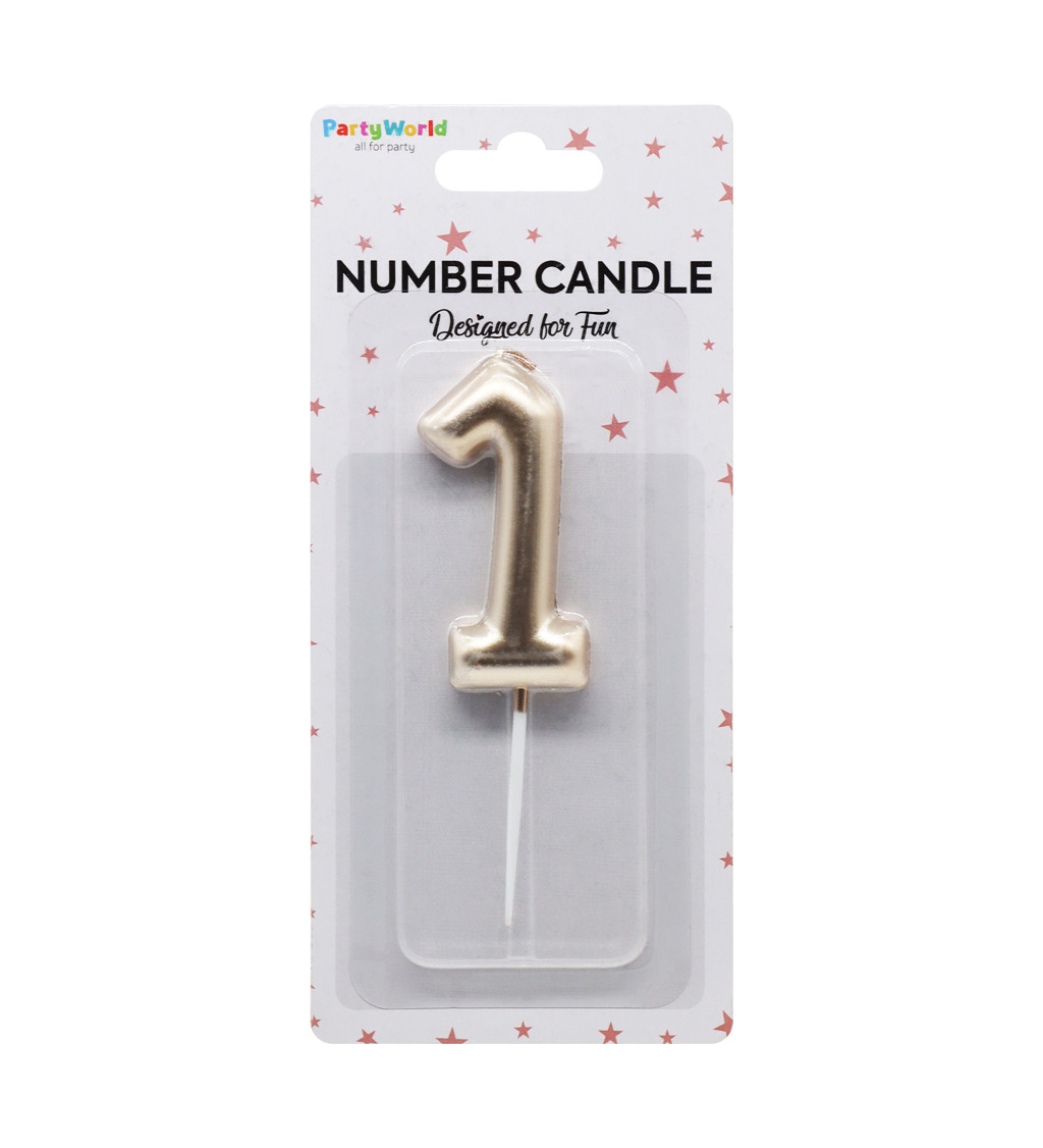 Dortová svíčka číslo 1 - rosegold