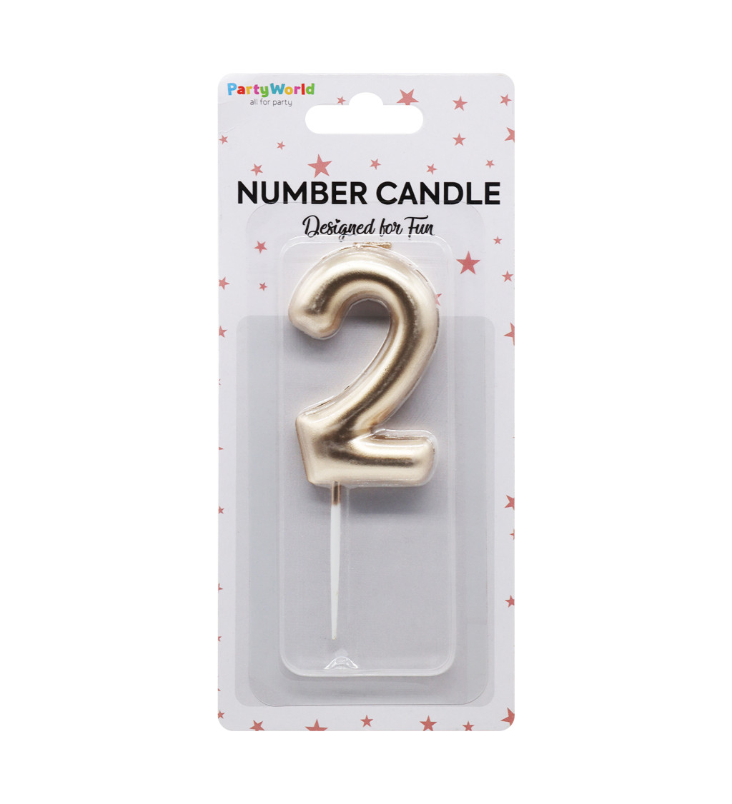 Dortová svíčka číslo 2 - rosegold