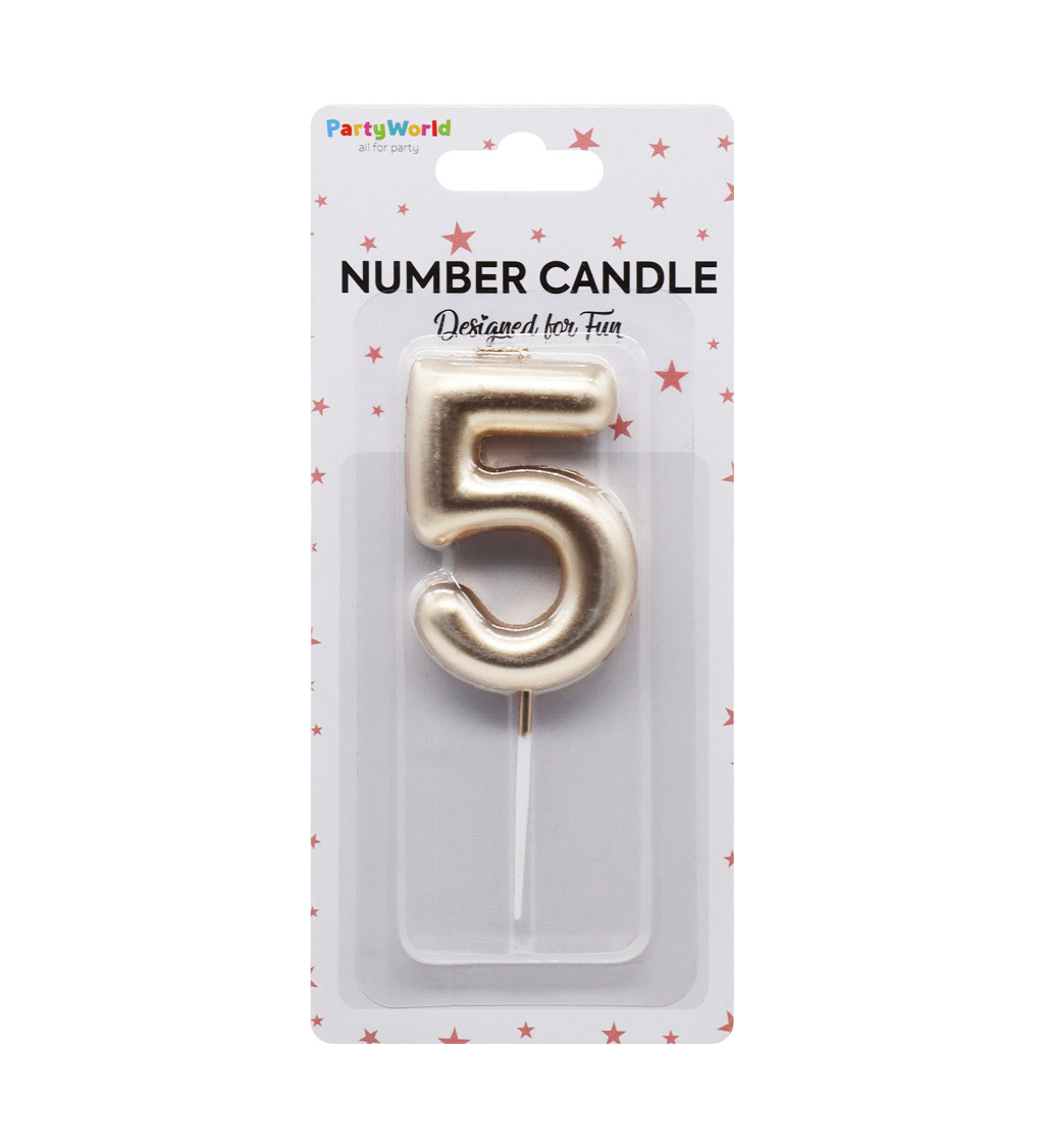 Dortová svíčka číslo 5 - rosegold