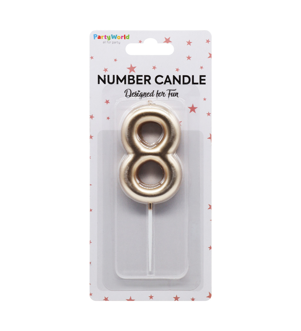 Dortová svíčka číslo 8 - rosegold
