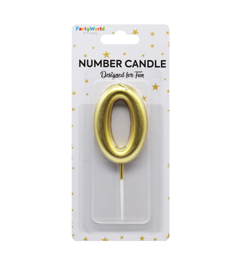 Dortová svíčka číslo 0 - zlatá