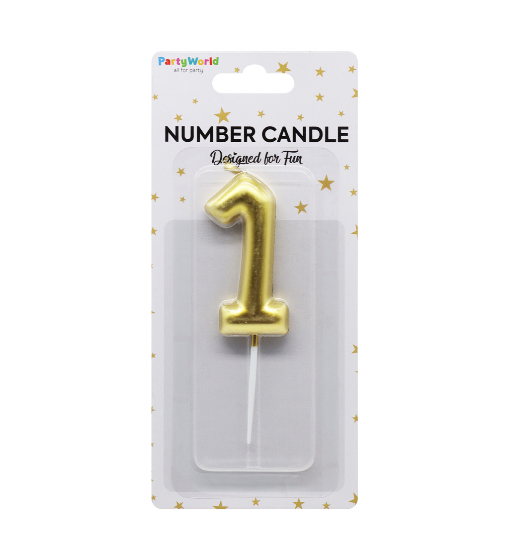 Dortová svíčka číslo 1 - zlatá