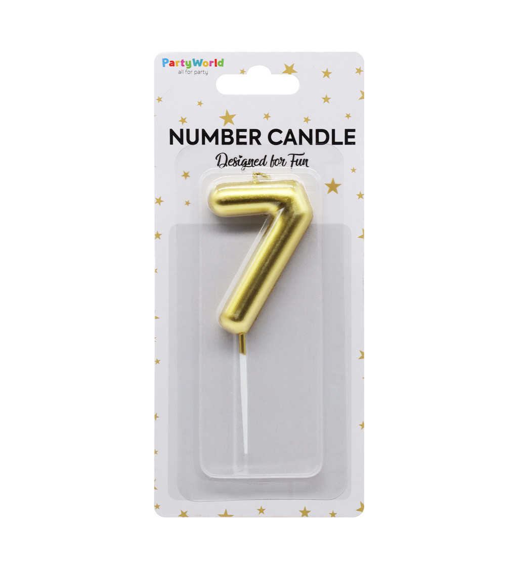 Dortová svíčka číslo 7 - zlatá