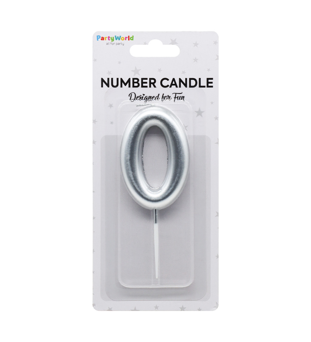 Dortová svíčka číslo 0 - stříbrná