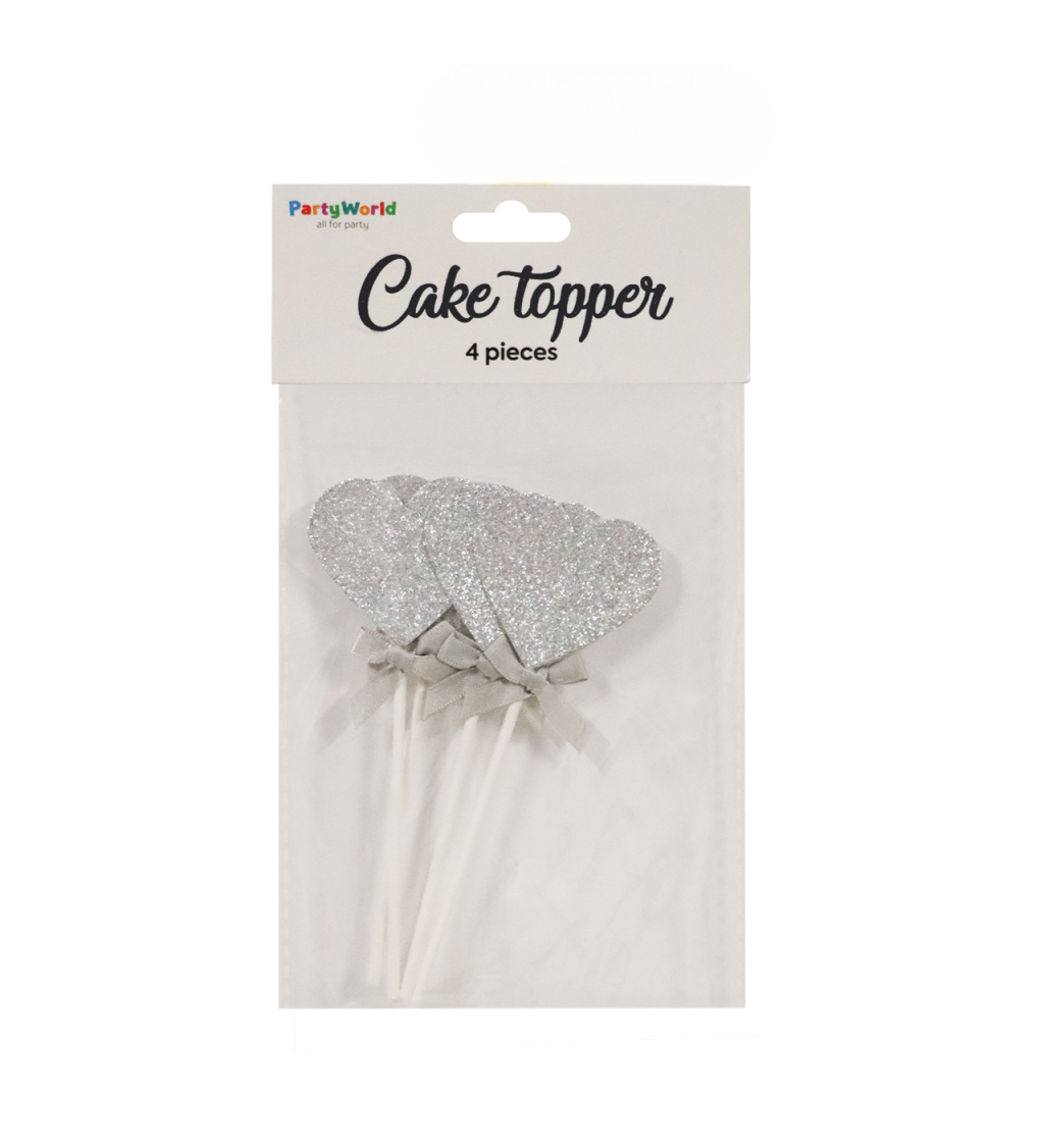 Zápich do dortu srdce - stříbrná