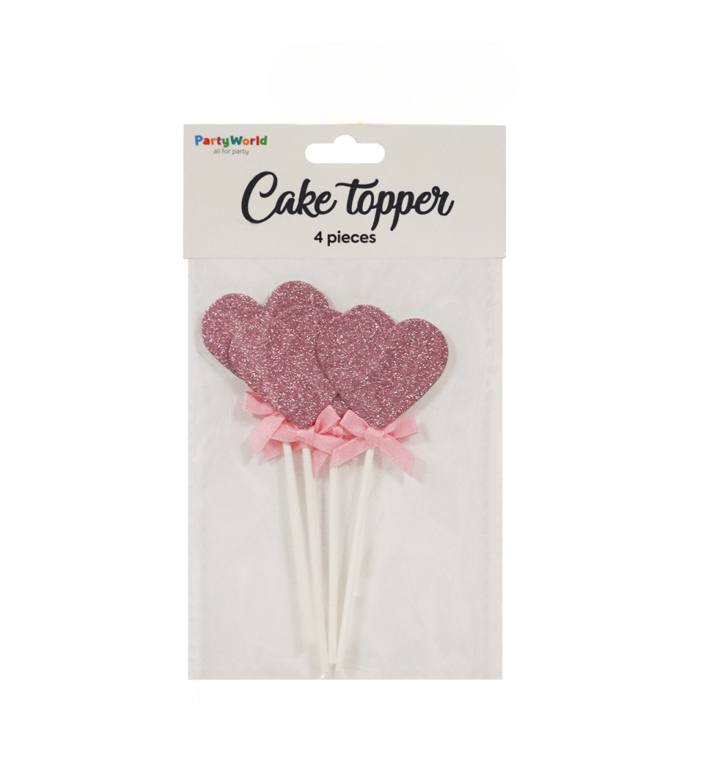 Zápich do dortu srdce - světle růžová
