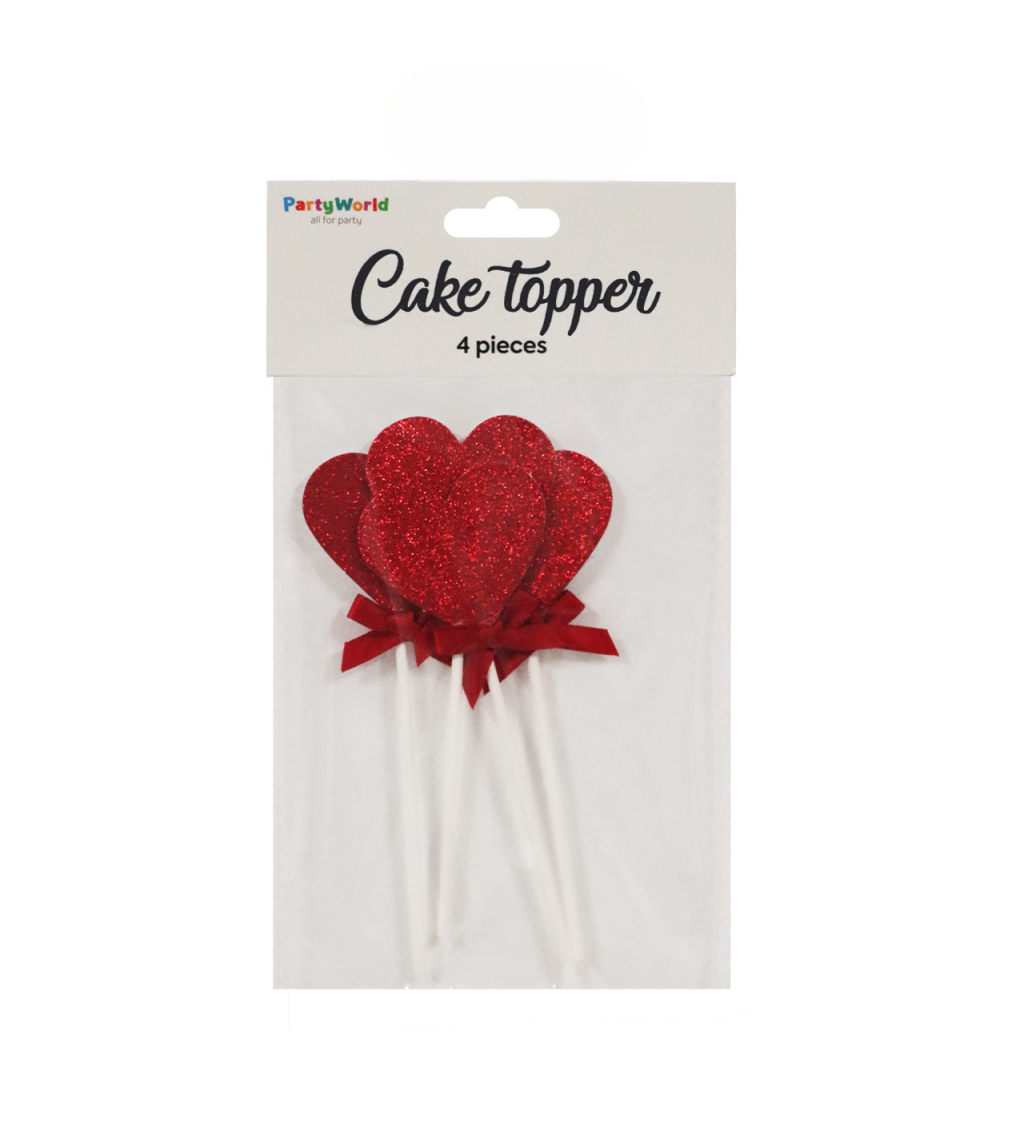 Zápich do dortu srdce - červená