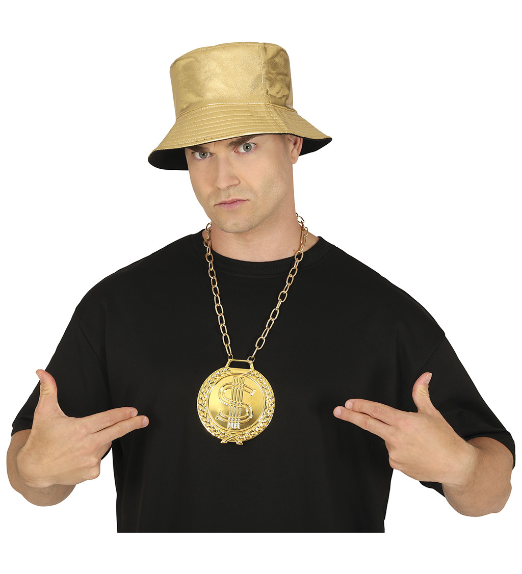 Zlatý kovový náhrdelník - s dolarem,