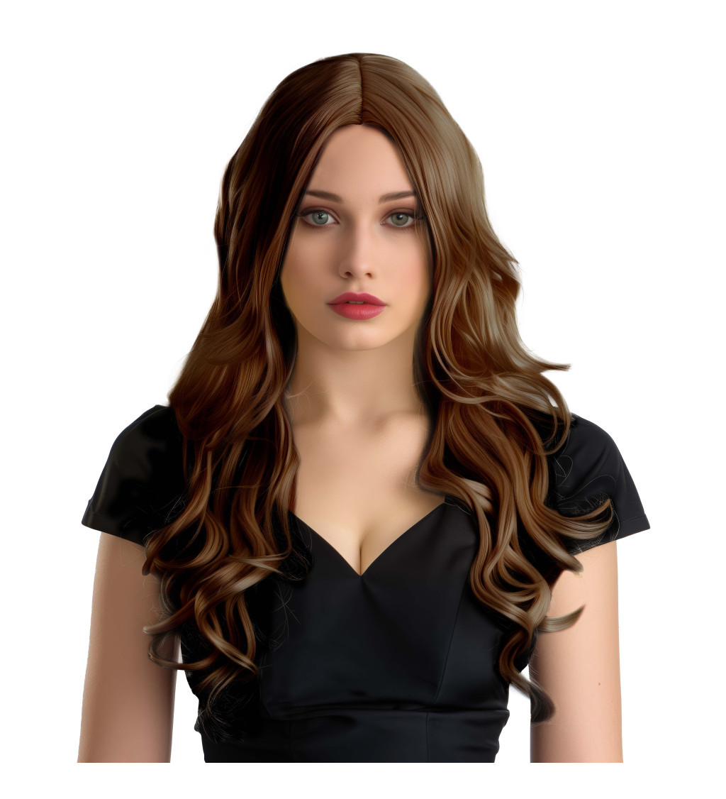 Paruka - vlnitá Hollywood, hnědá