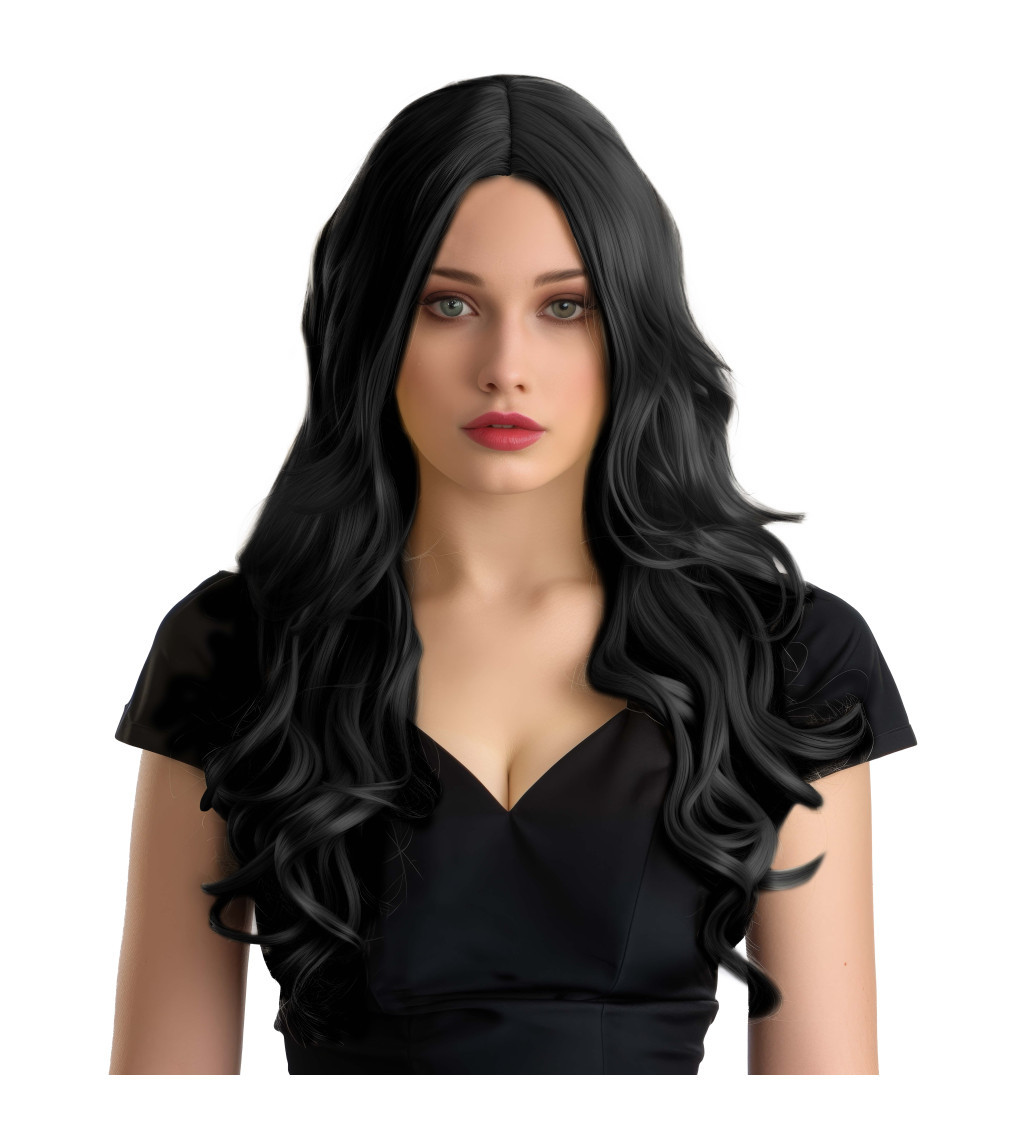 Paruka - vlnitá Hollywood, černá