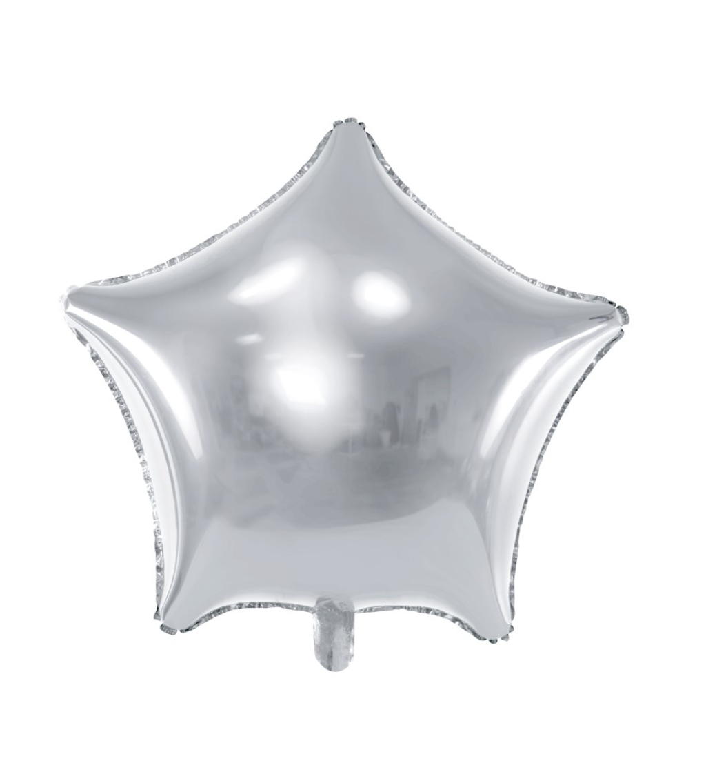 Fóliový balónek hvězda - stříbrný