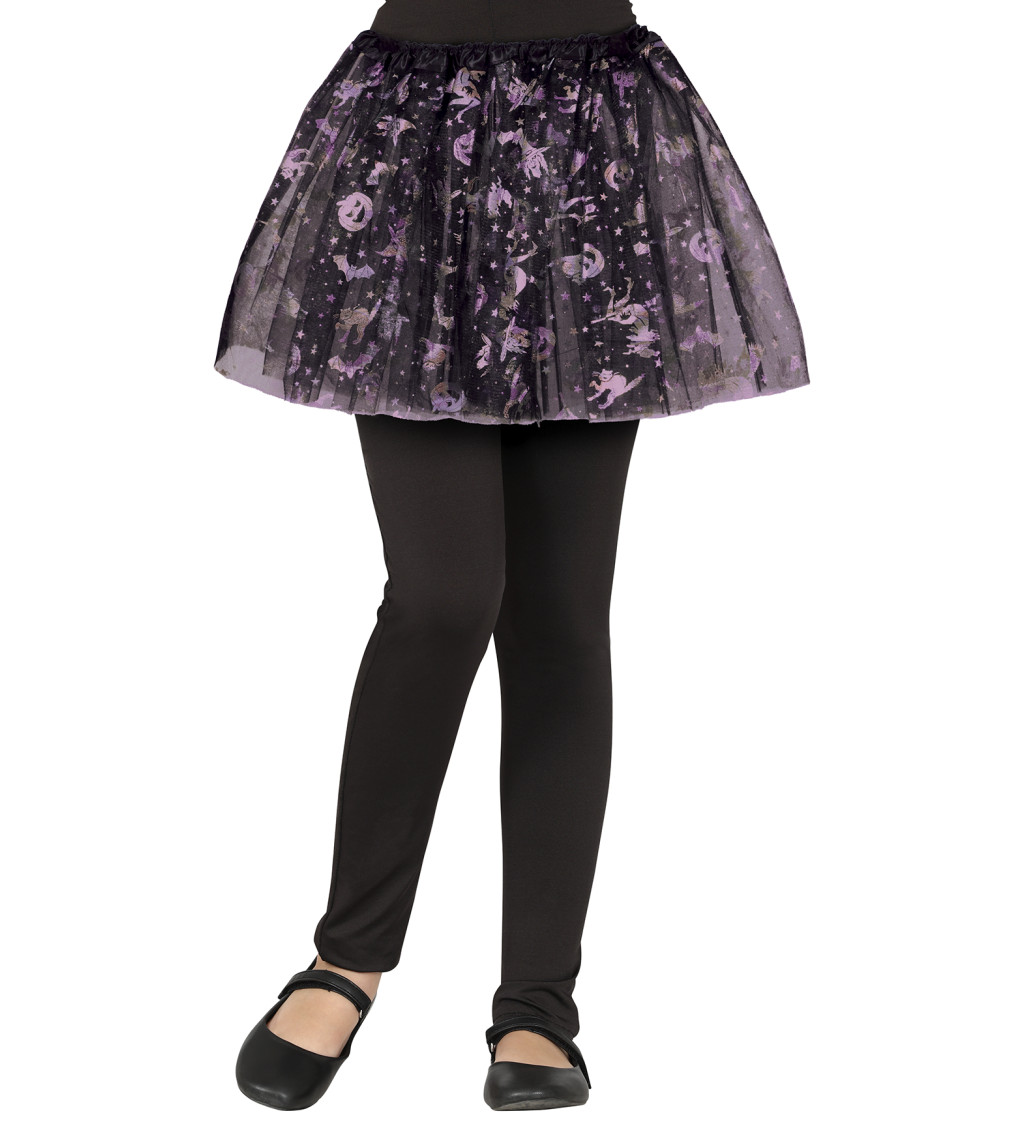 Černo-fialová halloween tylová sukně