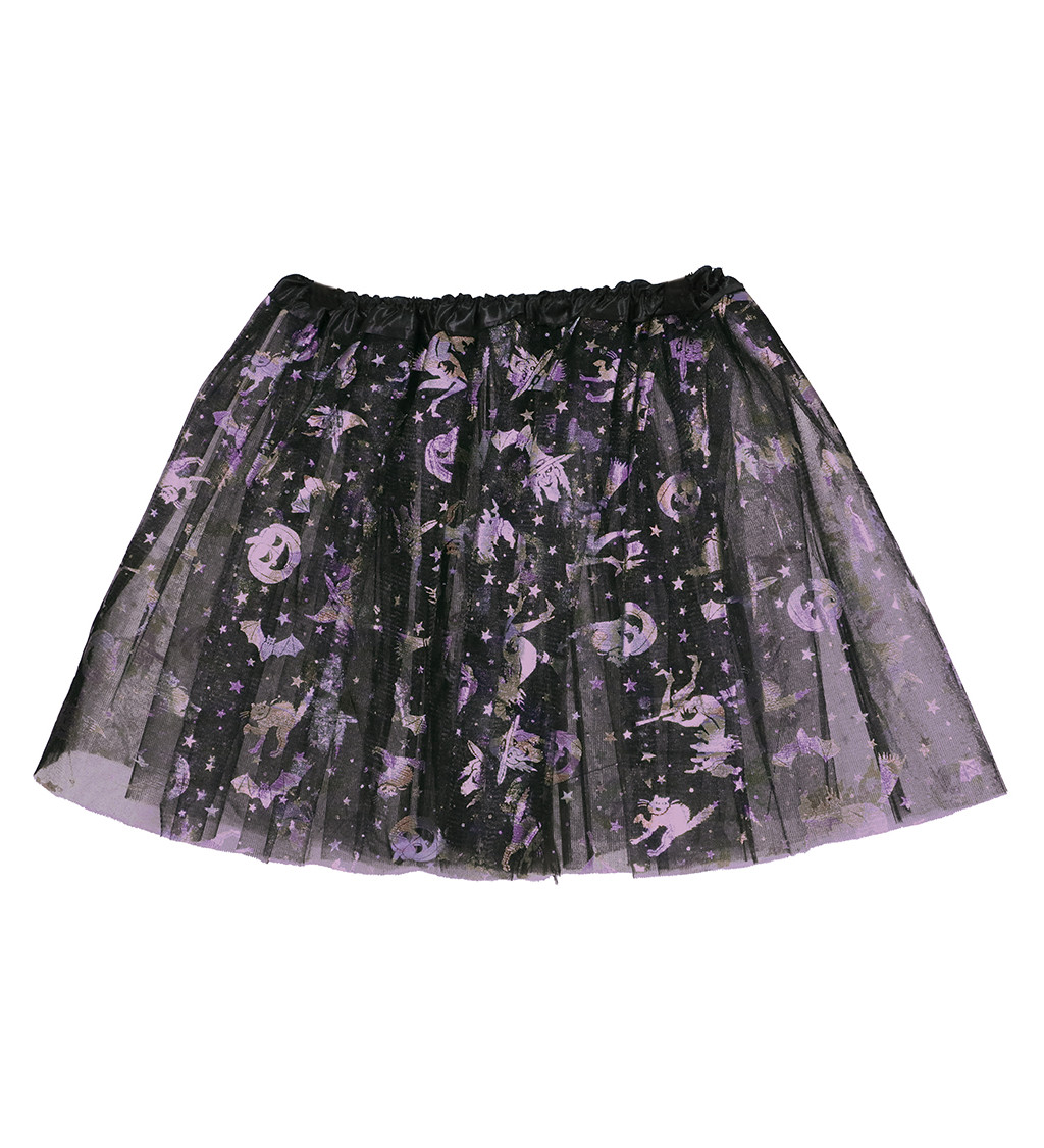 Černo-fialová halloween tylová sukně