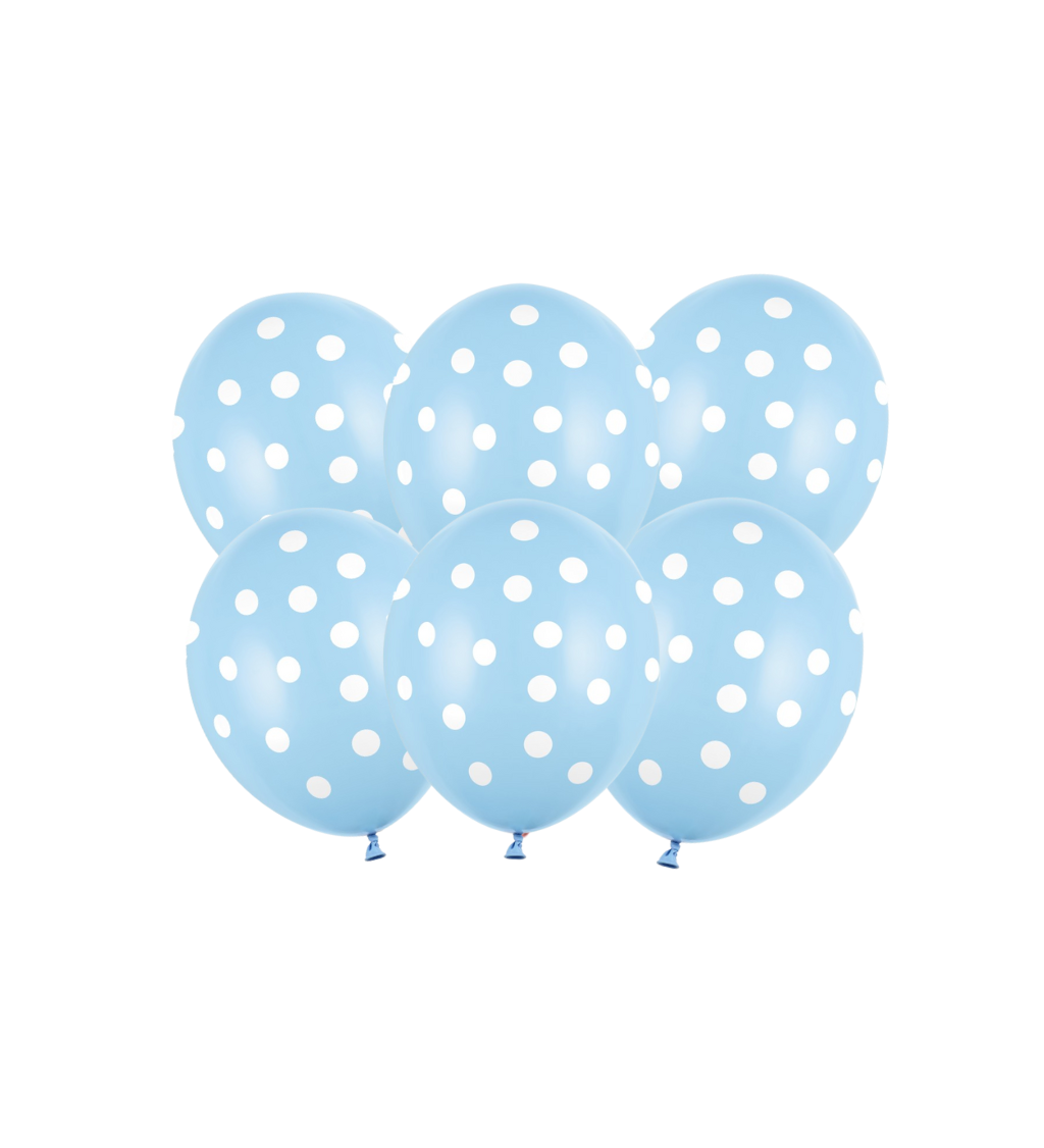 Modré balónky s bílými puntíky