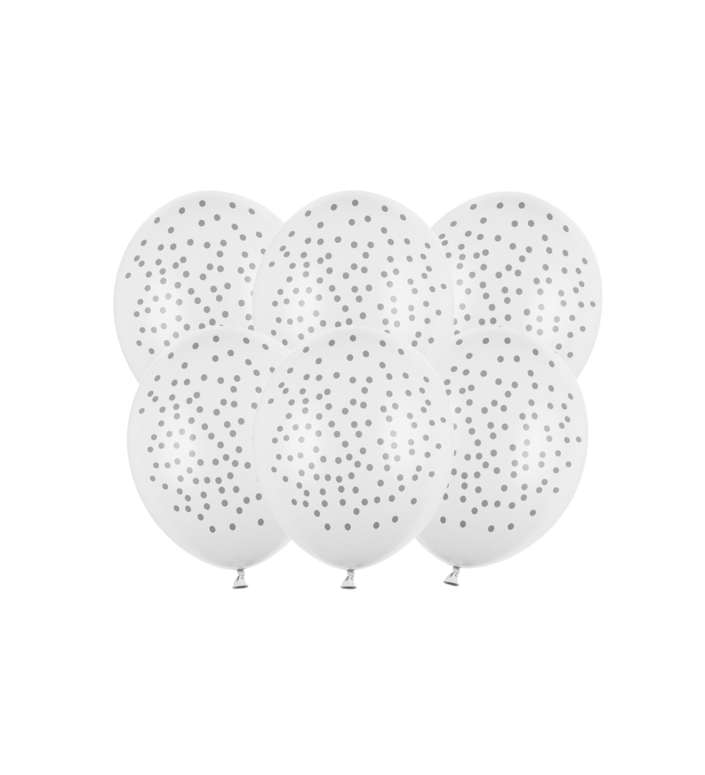 Bílé balónky se stříbrnými puntíky
