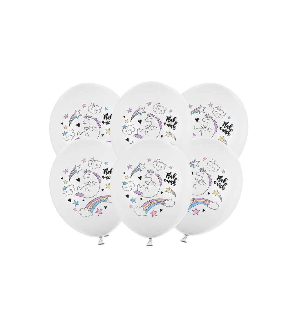 Balónek s potiskem jednorožce - 6ks