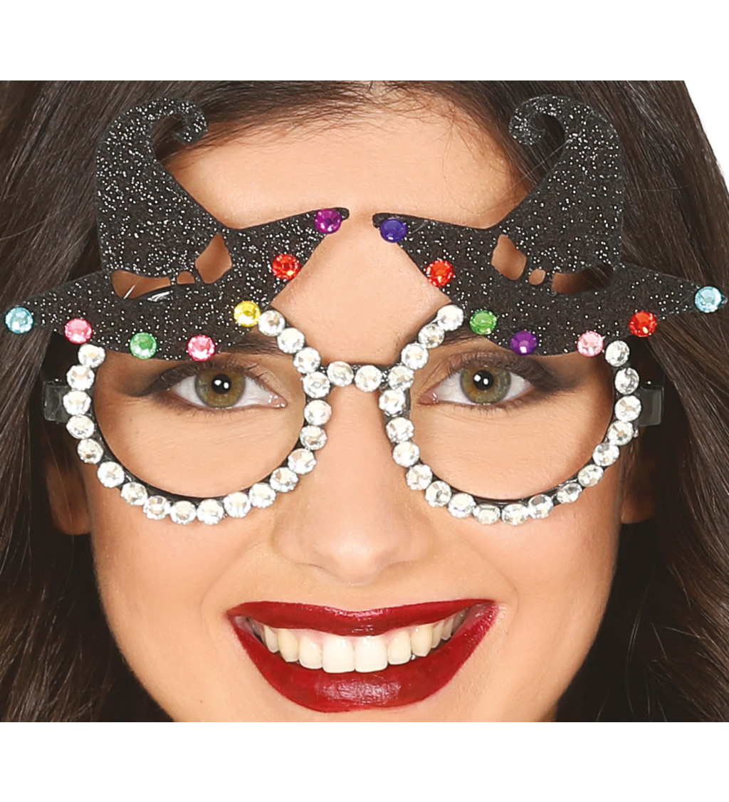 Třpytivé brýle - s čarodějnickým kloboukem