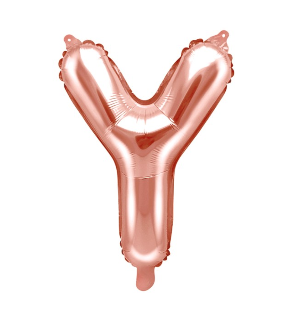Růžovo-zlatý mini balónek Y