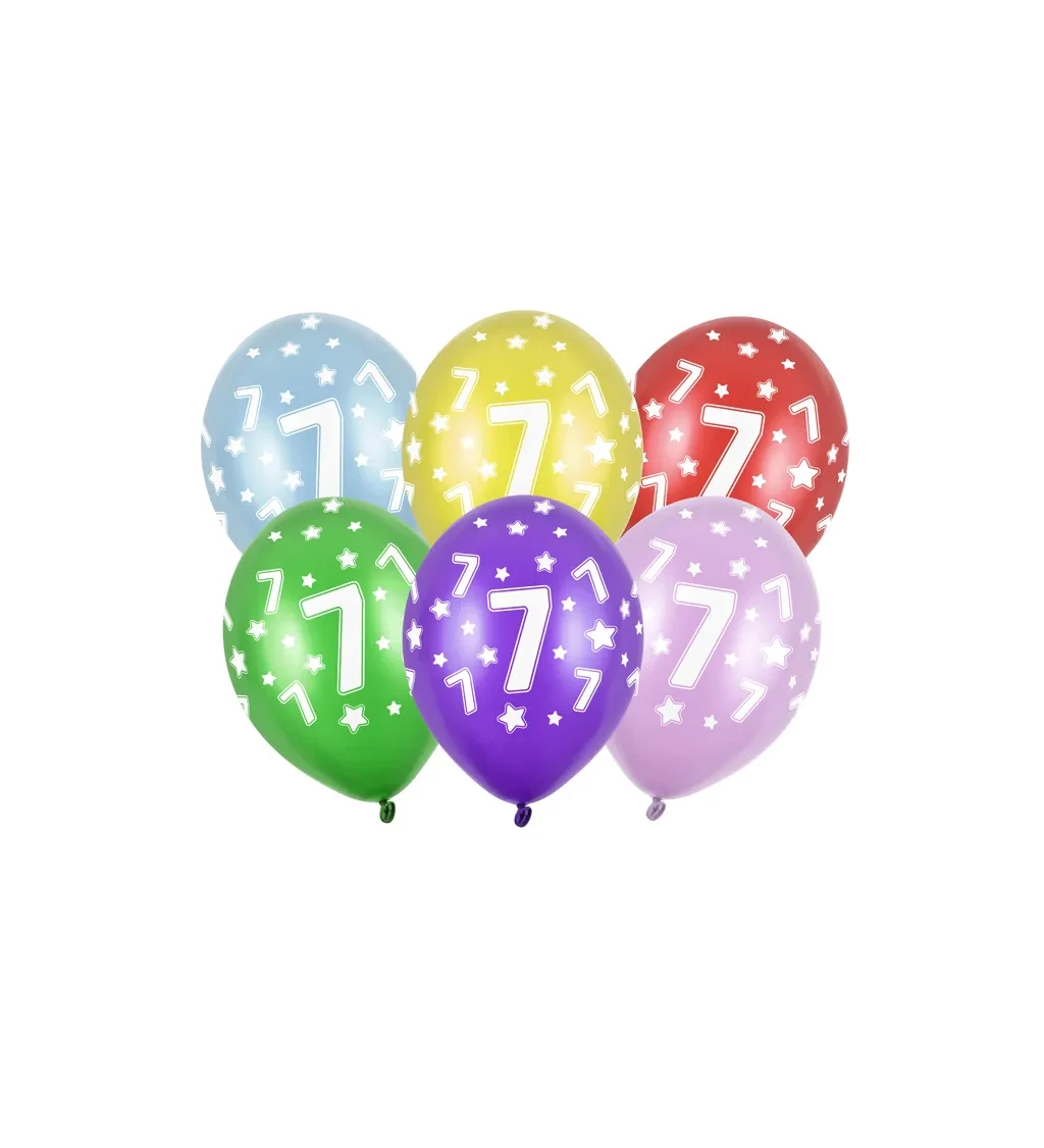 Balónek metalický - číslo 7 - 6 ks