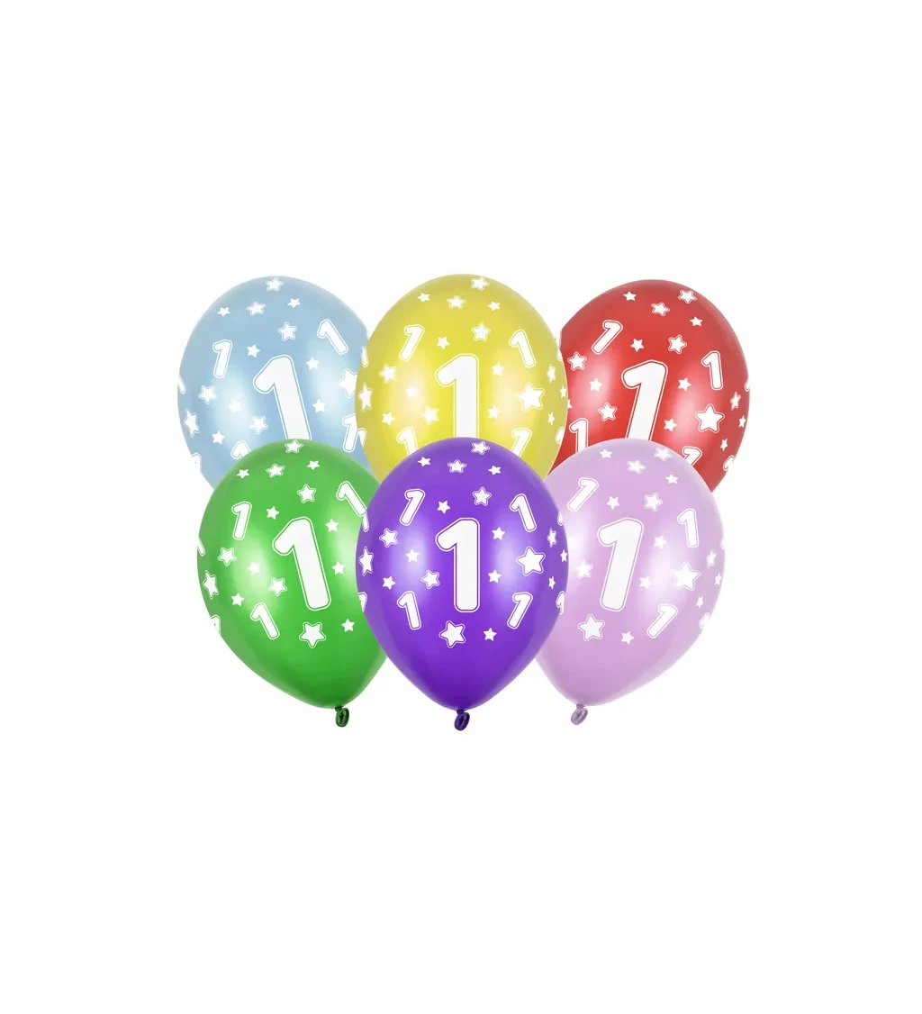 Balónek metalický - číslo 1 - 6 ks