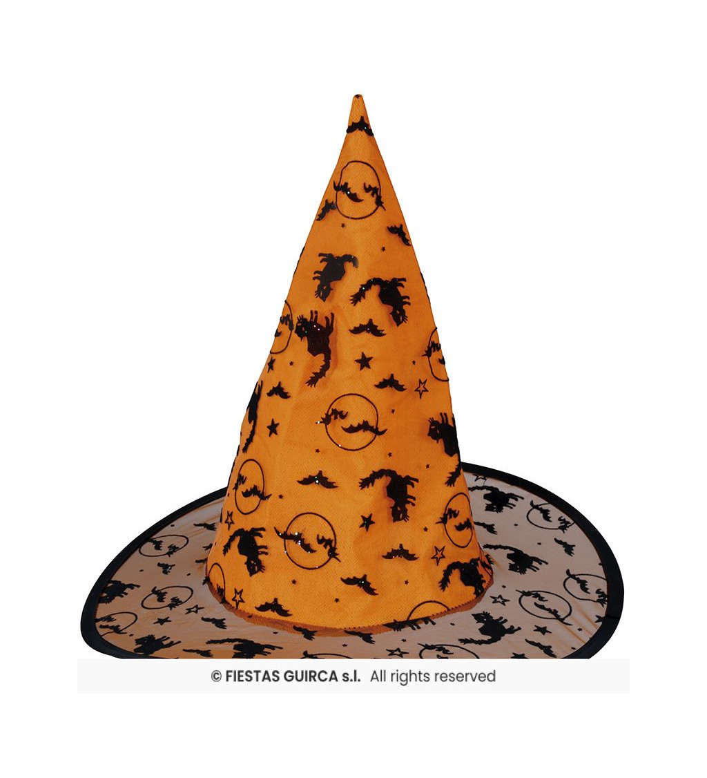 Oranžový - čarodějnický klobouk