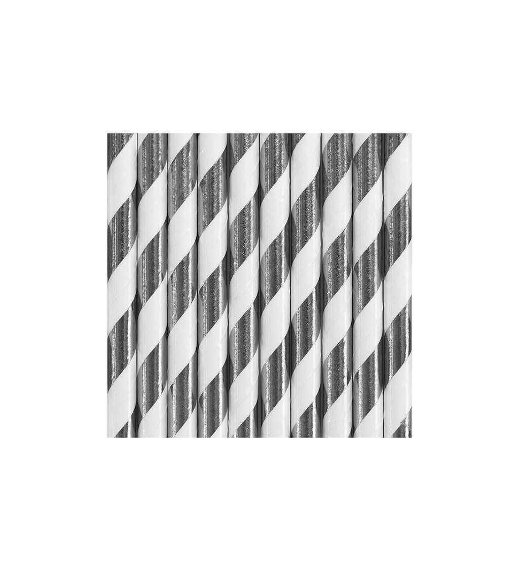 Brčka papírová se stříbrnými proužky - lesklá